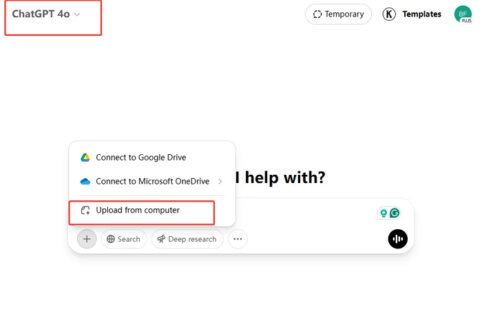 Upload photos to ChatGPT