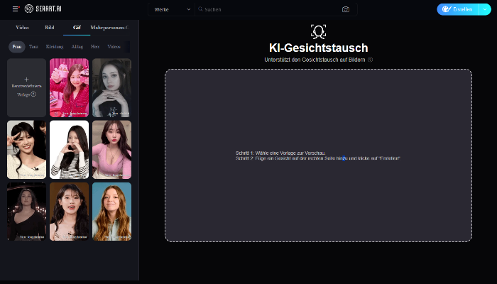 SeaArt AI GIF-Gesichtstausch-Tool