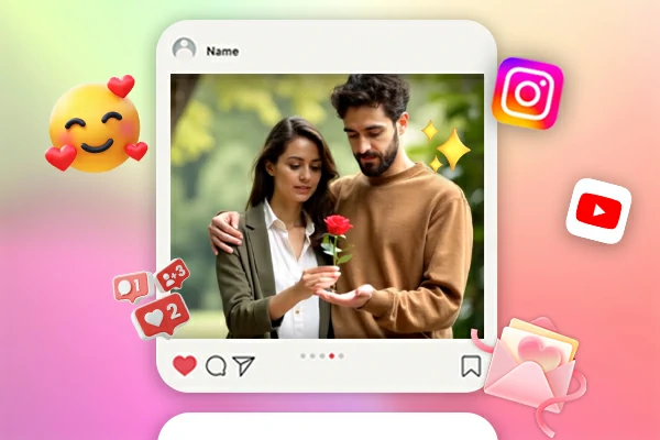 AI rose video used for love message and social sharing