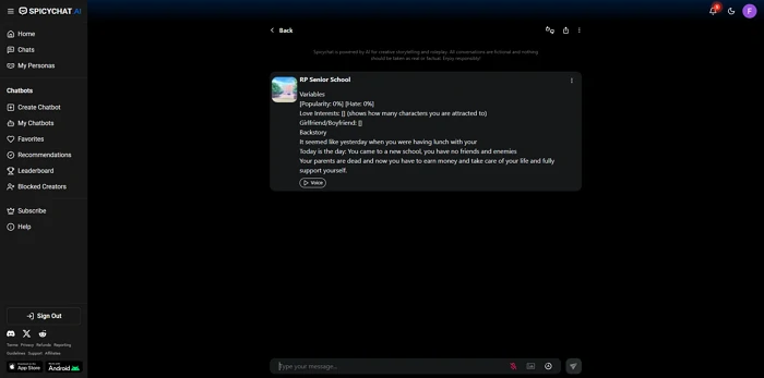 Start Spicy Chatbot