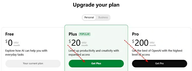 Upgrade ChatGPT to Create