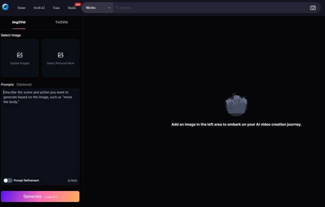 SeaArt Bild-zu-Video-Seite