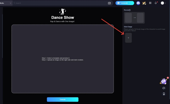 Tanzshow Bild-Upload-Seite