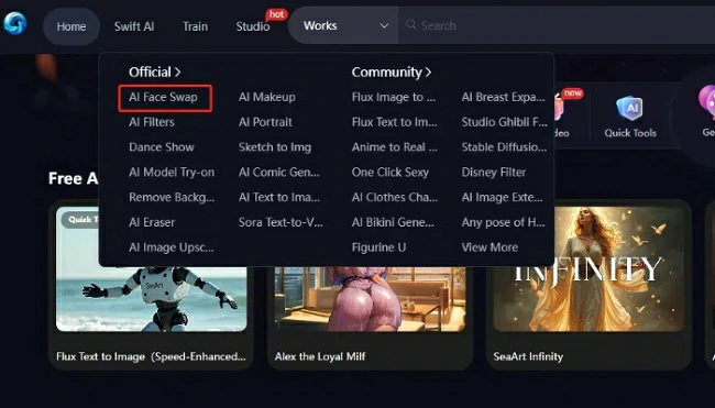 Choisir l'outil Échange de Visages AI dans SeaArt AI