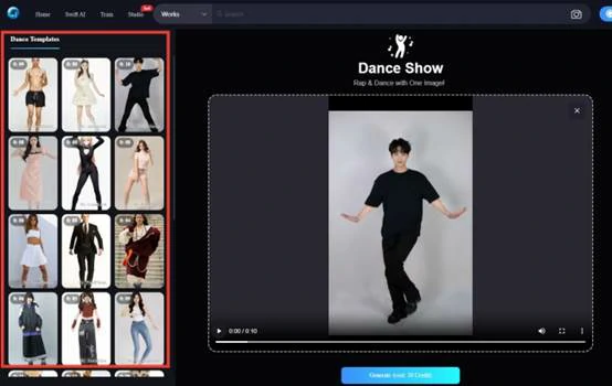 Page de Sélection (Prompts de Danse)