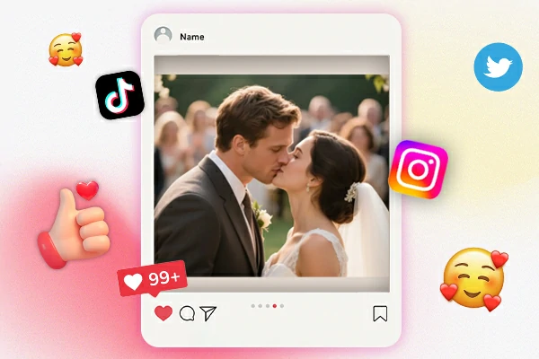 Partager une vidéo de baiser AI sur les réseaux sociaux