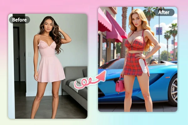 Selfie transformado al estilo Barbie con IA