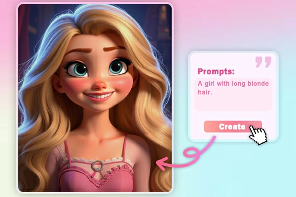 Gerar arte da Disney Pixar criada a partir de texto usando IA