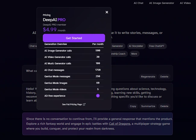 Upgrade to Deep AI Pro