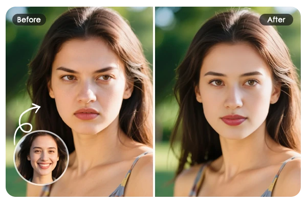 Correct expression in a photo by head swapping