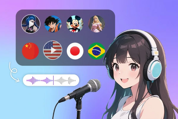 Vozes de anime de IA em diferentes idiomas