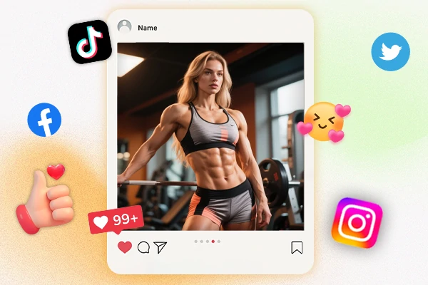 Publique uma imagem de músculos nas mídias sociais