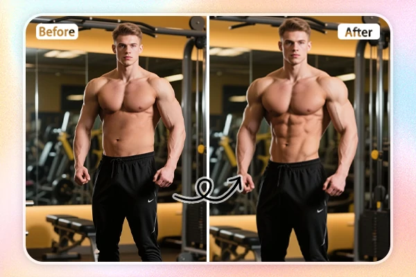 Adicione músculos à foto usando o filtro de fitness com IA