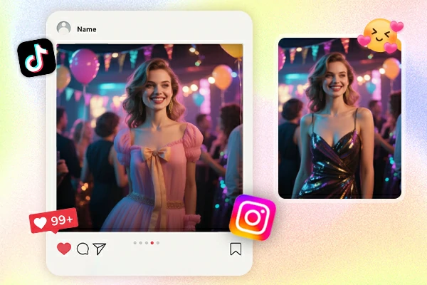 Change outfits with AI and share it on social media
