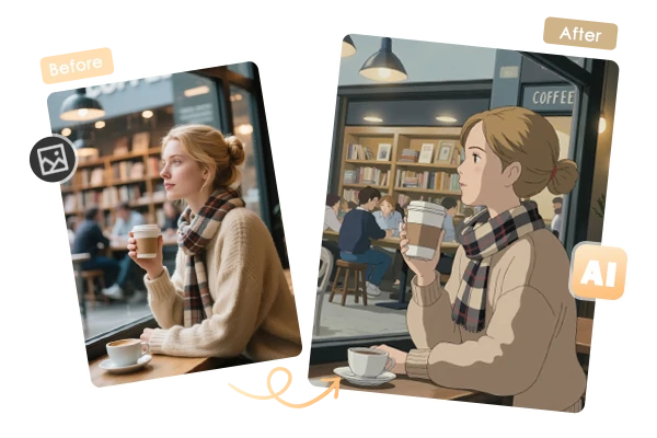 Convert a portrait to anime style with AI filter
