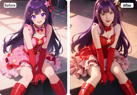 Turn anime into real photo for cosplay