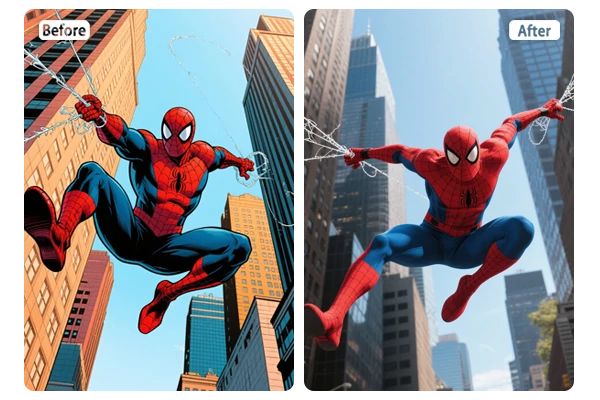 Convert an anime movie character to a live action photo