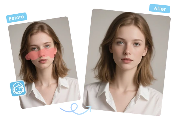 IA Elimina Imperfecciones Faciales Antes y Después