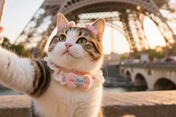Ejemplo 1 de Selfie de Gato Generado por IA