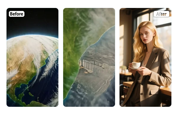 地球全景缩进效果