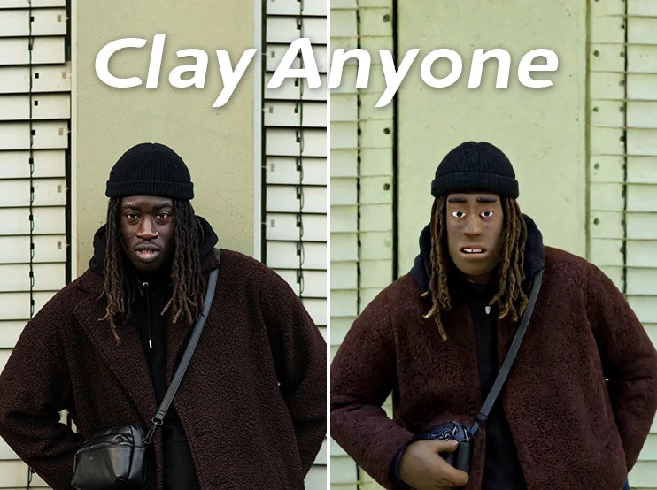 convert a male portrait to clay style