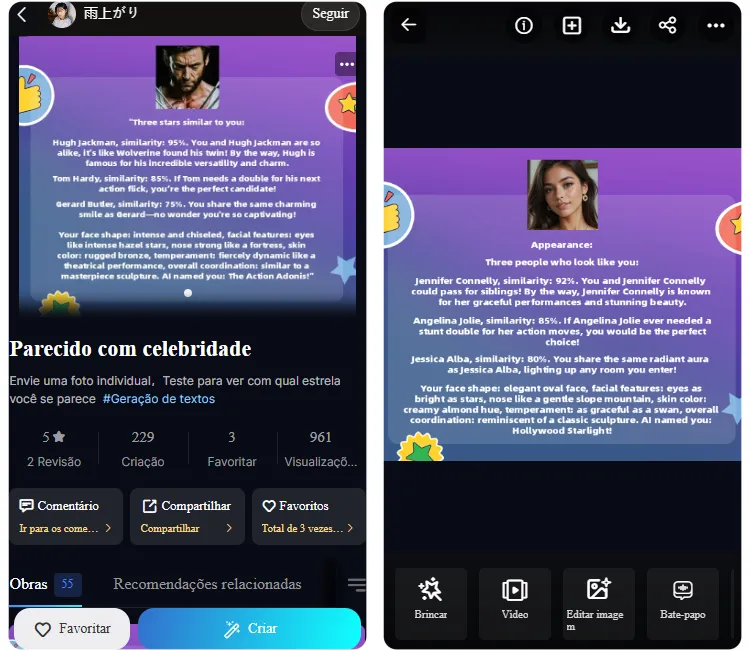 Parecido com celebridade do SeaArt