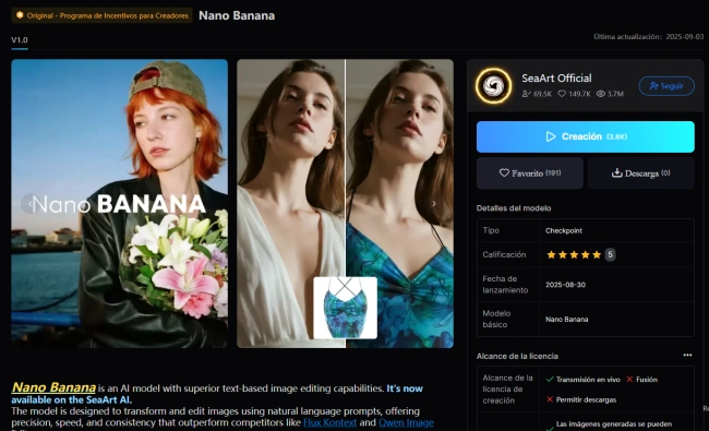 el modelo de Nano Banana de SeaArt AI