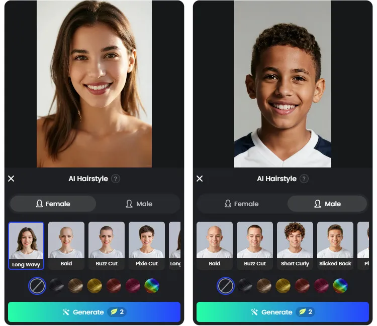 Simulador de corte de cabelo do Fotor