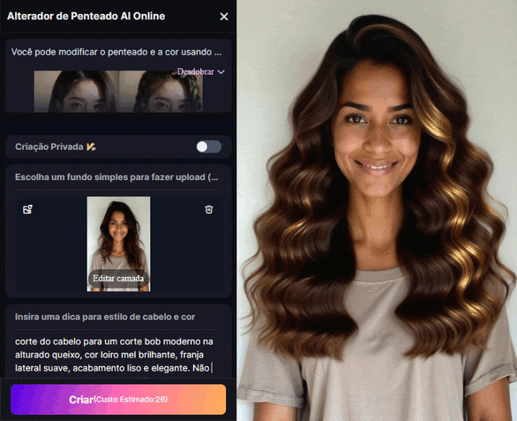 Simular cortes de cabelo feminino com o SeaArt