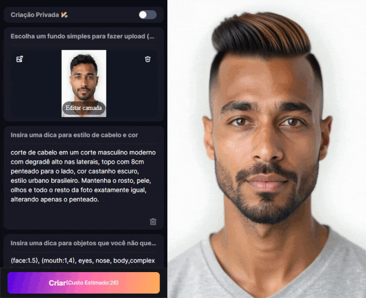 Simular cortes de cabelo masculino com o SeaArt