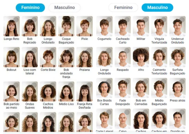 simulador de corte de cabelo do Youcam