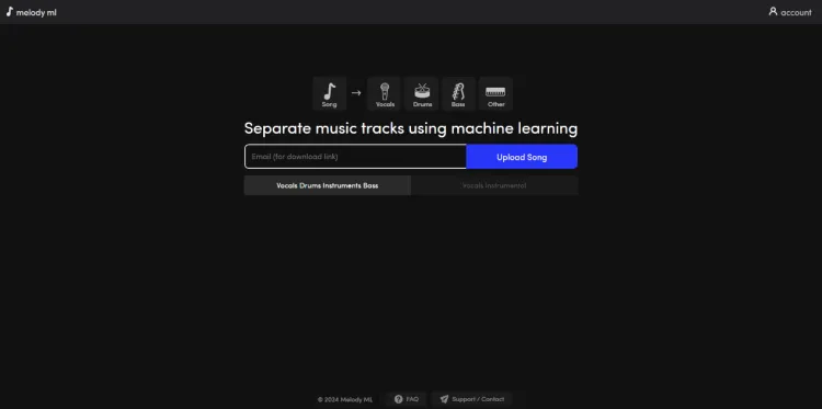 Criar música com IA grátis com Melody ML