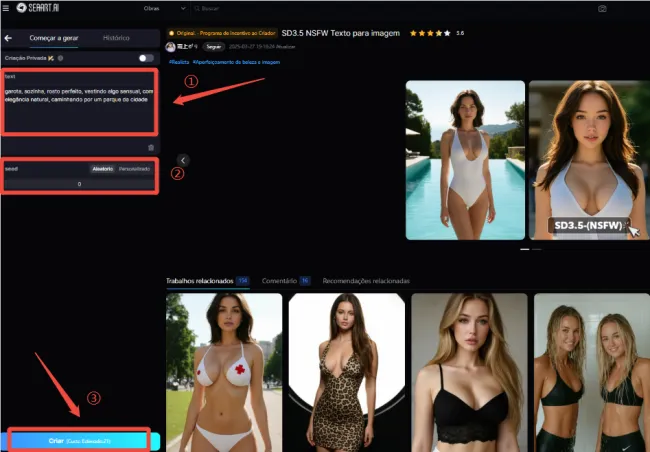 Insira prompts para criar arte NSFW