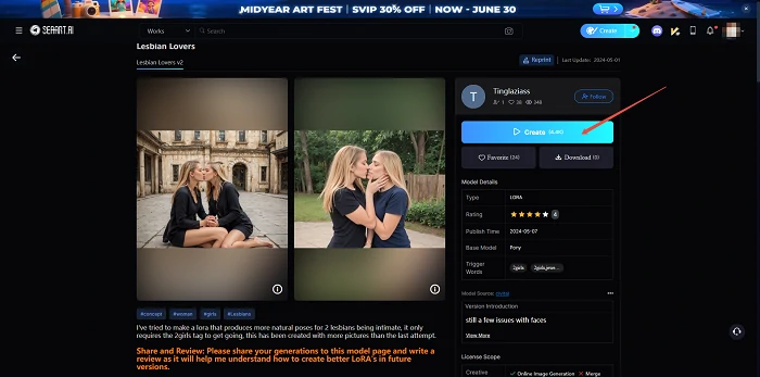 Lesbian AI Art Generator Model