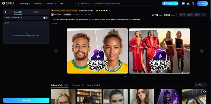 AI Gender Swapper Homepage