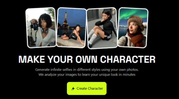 Interface de Personagens do Higgsfield AI