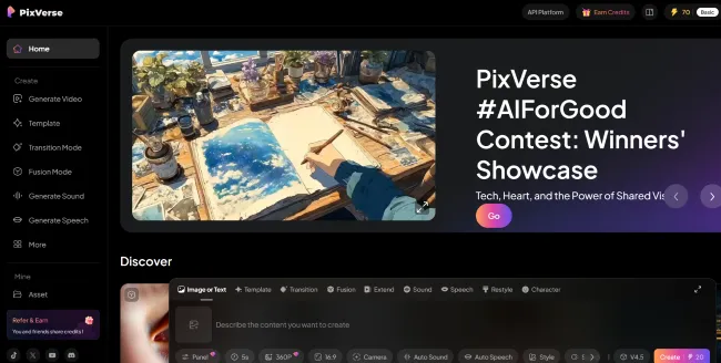 PixVerse AI Homepage