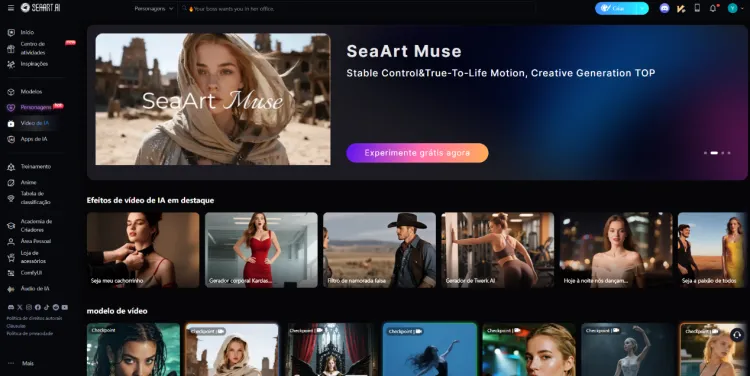 Página de entrada do Vídeo de IA do SeaArt