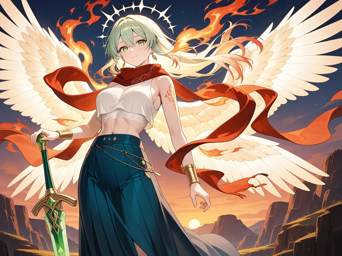 Anime Girl Holding a Sword by SeaArt AI