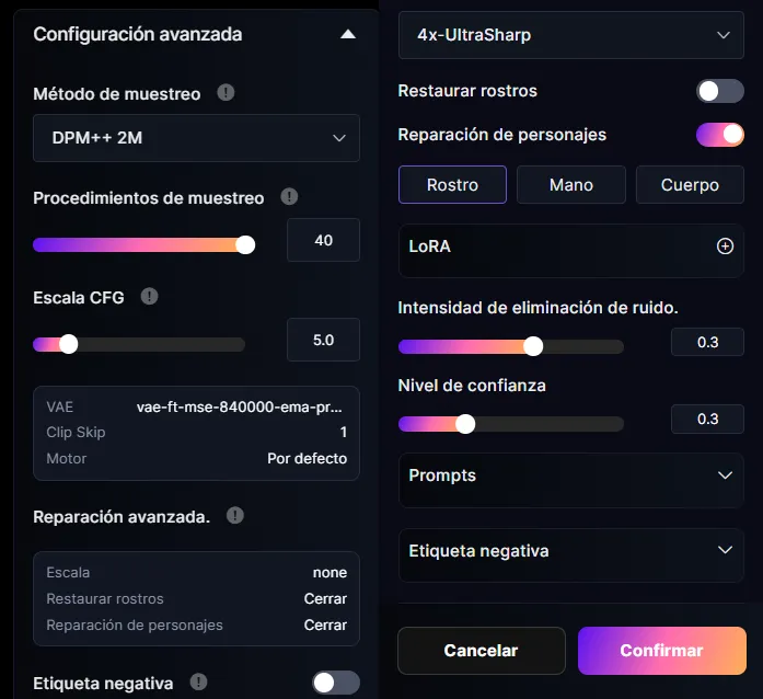Ajustar los parámetros del avatar