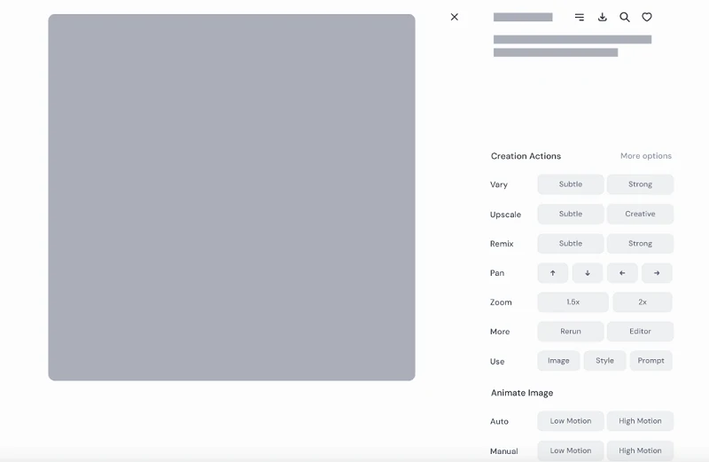 Midjourney image modifying options