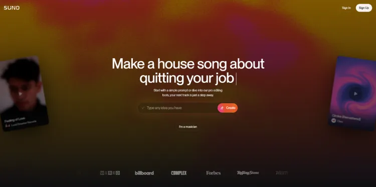 Criar música com IA grátis com Suno AI