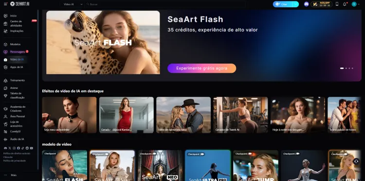 Página de entrada de Videos de IA do SeaArt AI