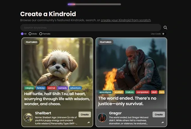 Create a Kindroid