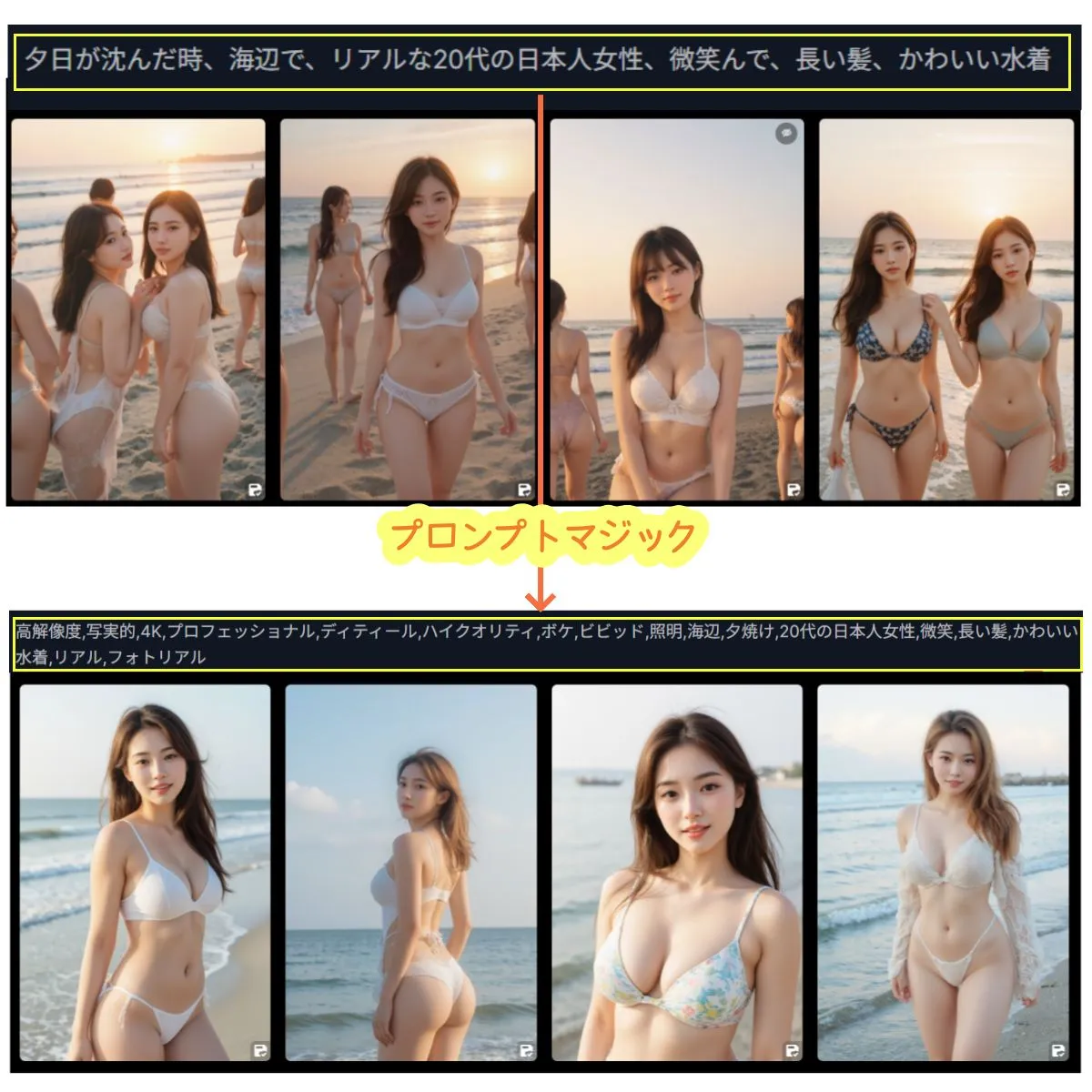 SeaArtでプロンプトマジックを応用したグラビア画像