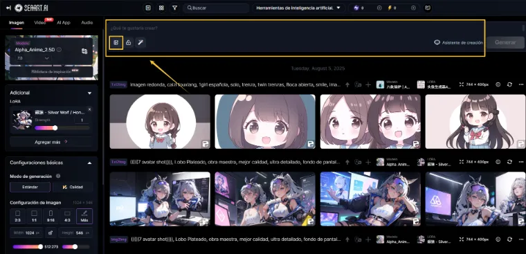 Subir una foto o escribir la descripción para crear avatar con IA