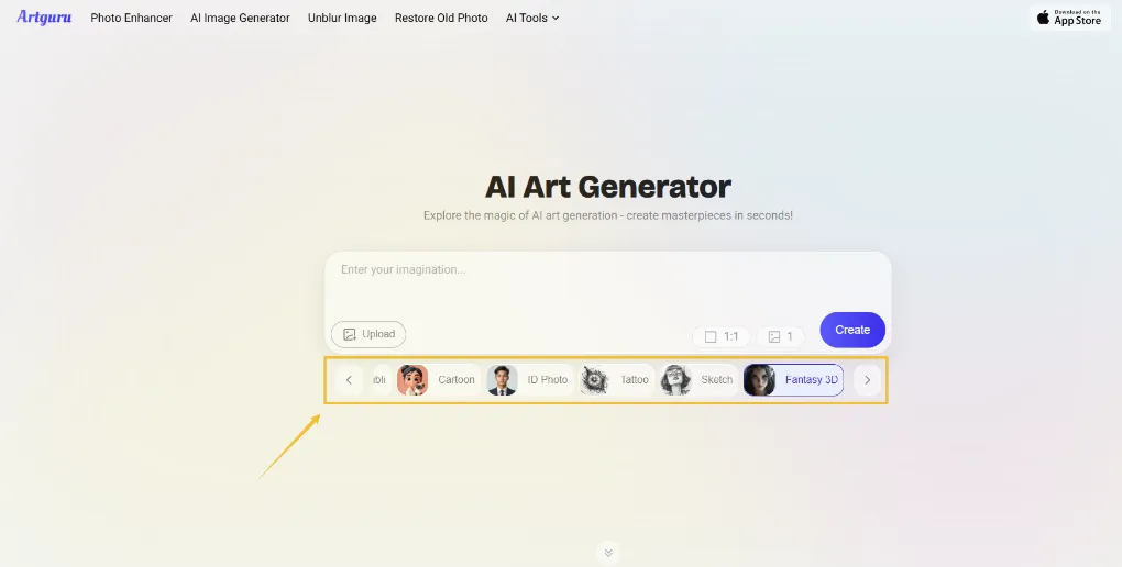 Generador de avatar con IA - Artguru