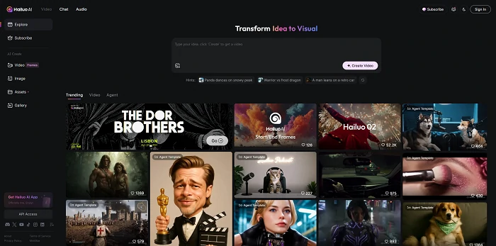 Hailuo AI Homepage