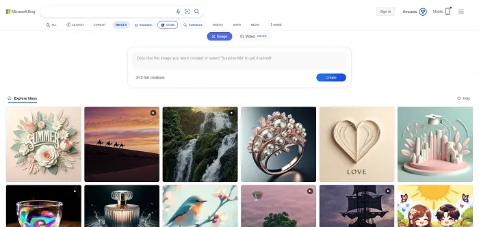 Bing Image Creator Homepage