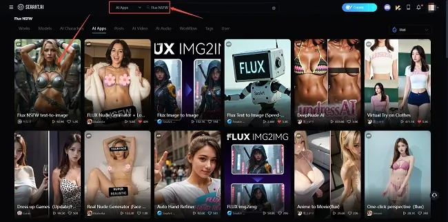 Search Flux NSFW in SeaArt AI